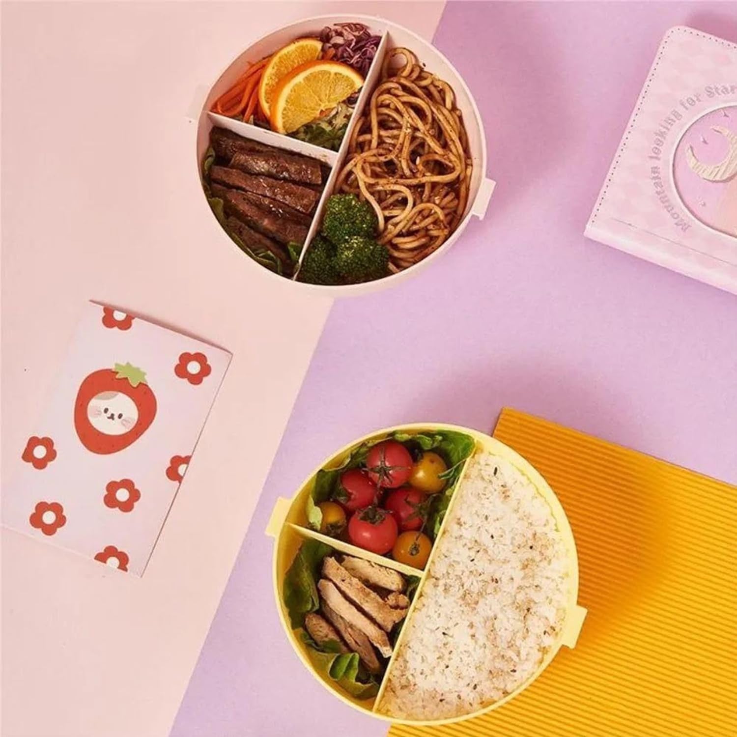 Donut Shaped Double Insulated 3 Compartment Lunch Box (1 Pc  Mix Color) Donut Shaped Double Insulated 3 Compartment Lunch Box (1 Pc  Mix Color)